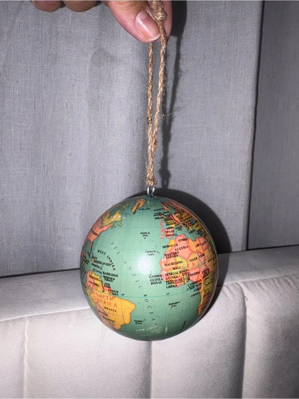 World Globe Hanging Ornament - Green and Multicolor Holiday Decor